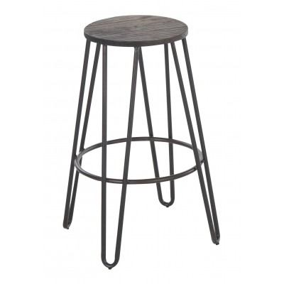 Taburete Alto Ronda de Metal y Madera