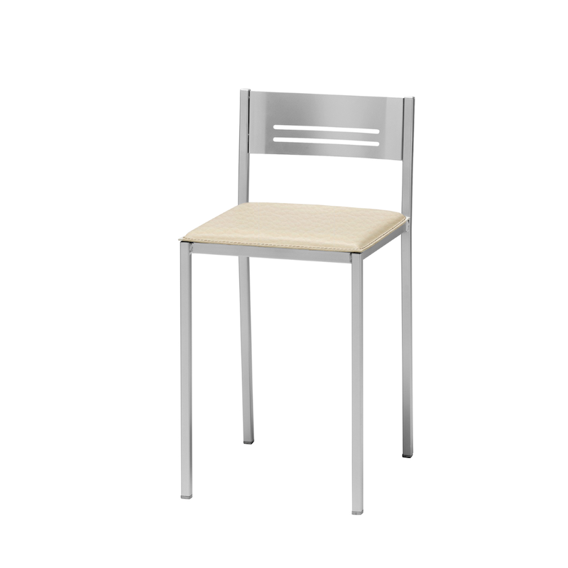 Pack de 2 Taburetes Petra de Aluminio y Tapizado Símil Piel Beige