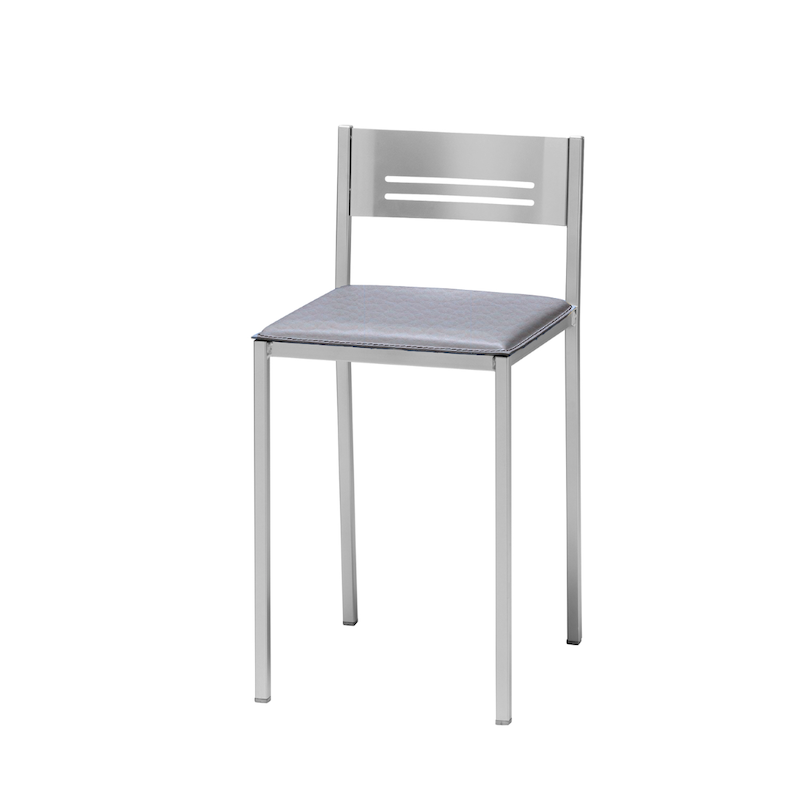 Pack de 2 Taburetes Petra de Aluminio y Tapizado Símil Piel Gris
