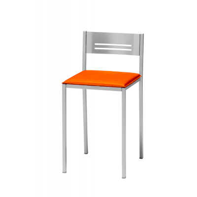 Pack de 2 Taburetes Petra de Aluminio y Tapizado Símil Piel Naranja