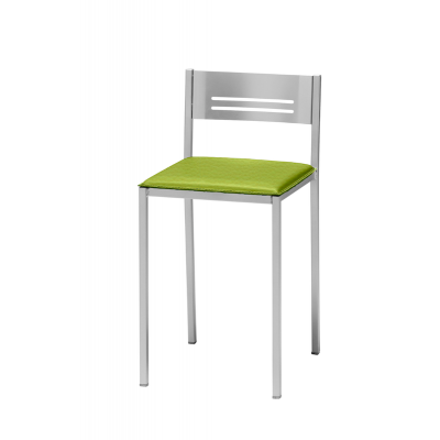 Pack de 2 Taburetes Petra de Aluminio y Tapizado Símil Piel Verde