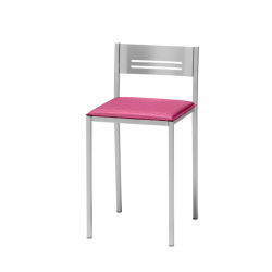 Pack de 2 Taburetes Petra de Aluminio y Tapizado Símil Piel Fucsia