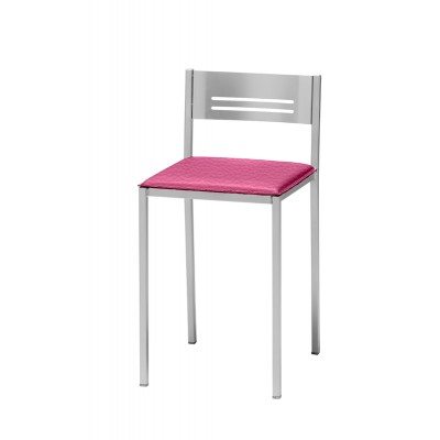 Pack de 2 Taburetes Petra de Aluminio y Tapizado Símil Piel Fucsia