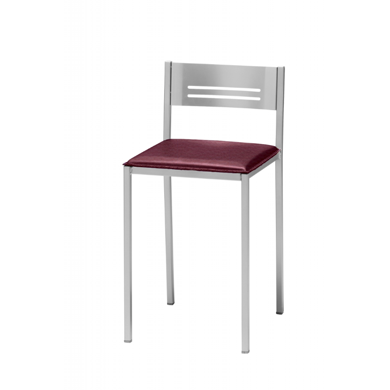 Pack de 2 Taburetes Petra de Aluminio y Tapizado Símil Piel Burdeos
