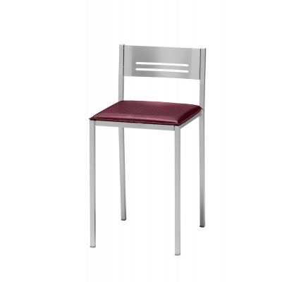 Pack de 2 Taburetes Petra de Aluminio y Tapizado Símil Piel Burdeos