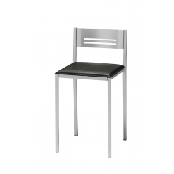 Pack de 2 Taburetes Petra de Aluminio y Tapizado Símil Piel Negro