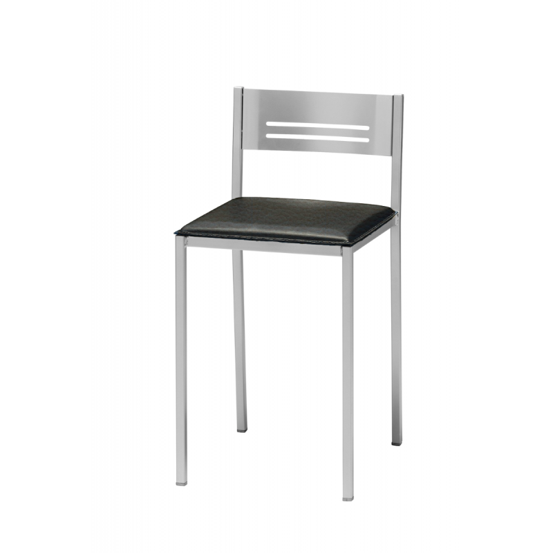 Pack de 2 Taburetes Petra de Aluminio y Tapizado Símil Piel Negro