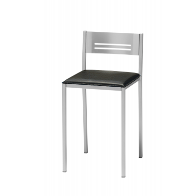 Pack de 2 Taburetes Petra de Aluminio y Tapizado Símil Piel Negro