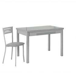 Mesa de Cocina Lana de 100x60 cm. de Cristal Extensible Gris