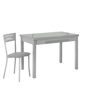 Mesa de Cocina Lana de 100x60 cm. de Cristal Extensible Gris