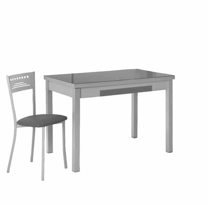 Mesa de Cocina Lana de 100x60 cm. de Cristal Extensible Grafito