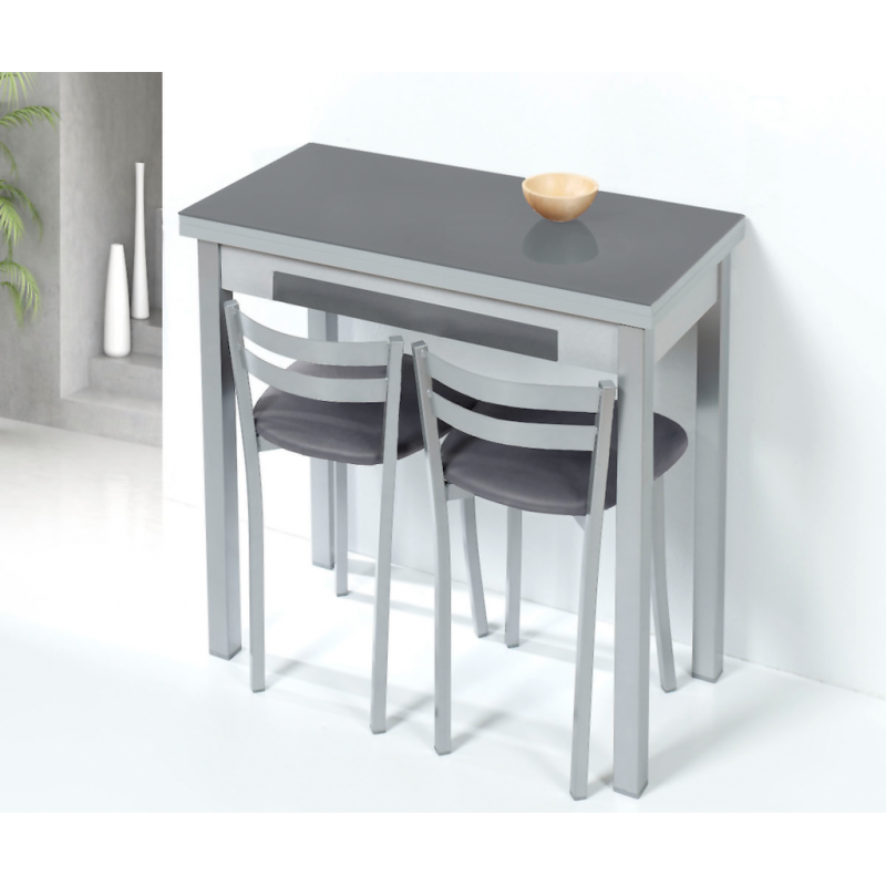 Mesa Libro de Cristal Lena de 80 x 40 con Cajón Grafito