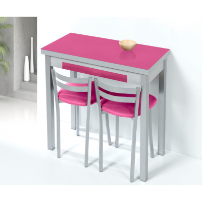 Mesa Libro de Cristal Lena de 80 x 40 con Cajón Fucsia
