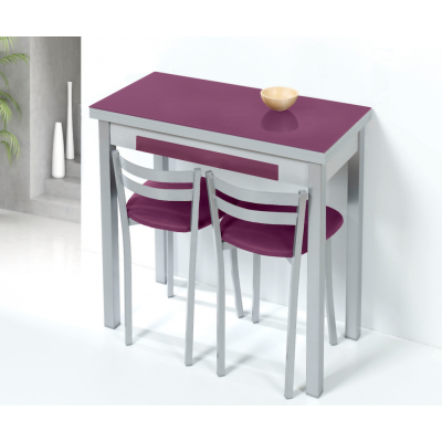 Mesa Libro de Cristal Lena de 80 x 40 con Cajón Berenjena