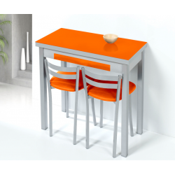 Mesa Libro de Cristal Lena de 80 x 40 con Cajón Naranja