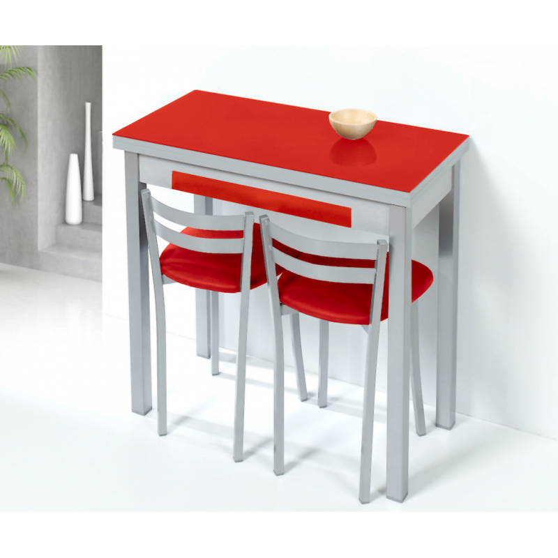Mesa Libro de Cristal Lena de 80 x 40 con Cajón Roja