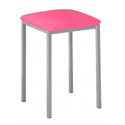 Taburetes Lana de Aluminio / Asiento Símil Piel Fucsia