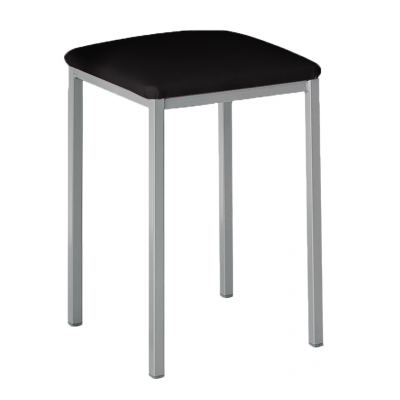 Taburetes Lana de Aluminio / Asiento Símil Piel Negra