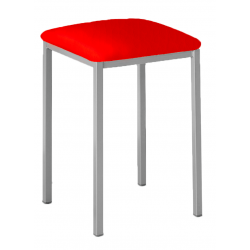 Taburetes Lana de Aluminio / Asiento Símil Piel Roja