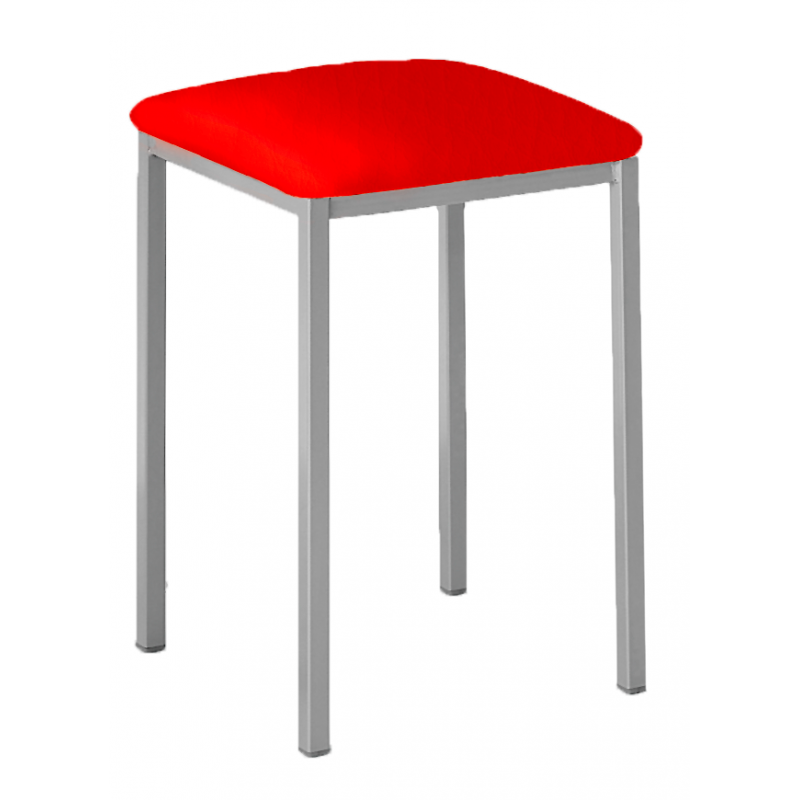 Taburetes Lana de Aluminio / Asiento Símil Piel Roja