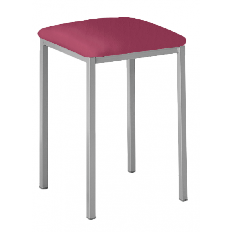Taburetes Lana de Aluminio / Asiento Símil Piel Berenjena