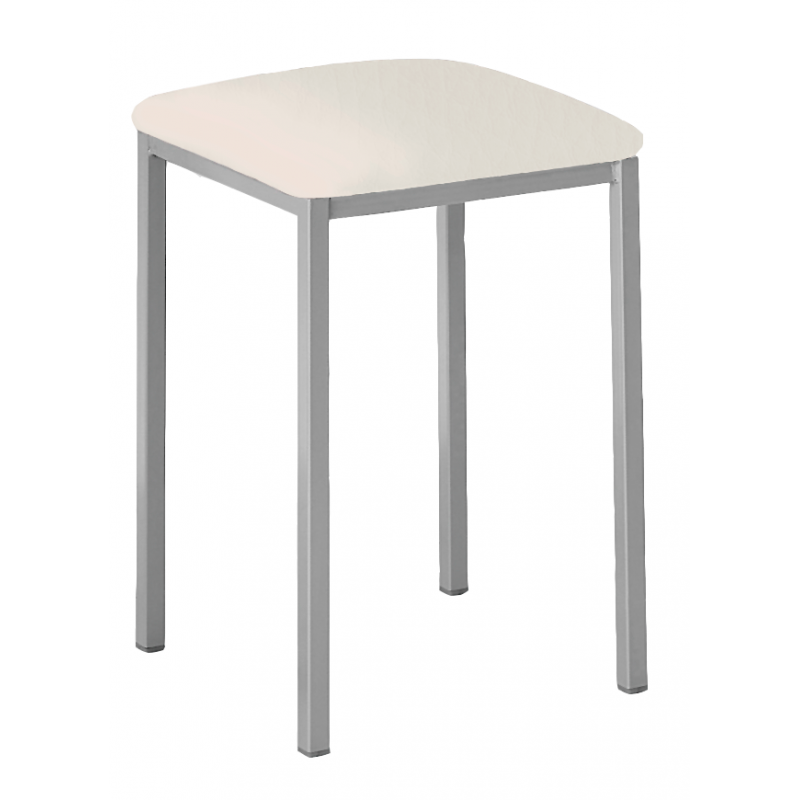 Taburetes Lana de Aluminio / Asiento Símil Piel Blanco