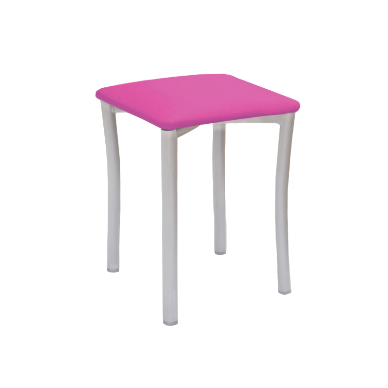 Taburete Pisa Aluminio / Asiento Símil Piel Fucsia