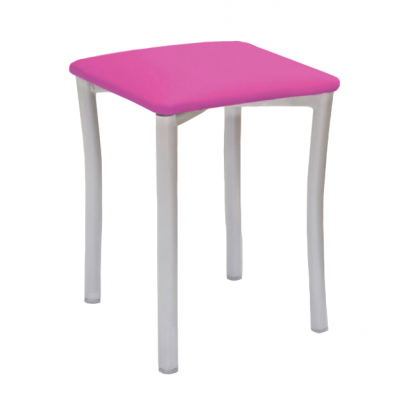 Taburete Pisa Aluminio / Asiento Símil Piel Fucsia
