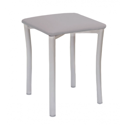 Taburete Pisa Aluminio / Asiento Símil Piel Gris