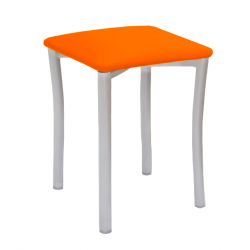Taburete Pisa Aluminio / Asiento Símil Piel Naranja