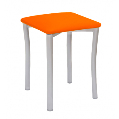 Taburete Pisa Aluminio / Asiento Símil Piel Naranja