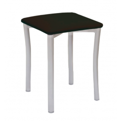 Taburete Pisa Aluminio / Asiento Símil Piel Negro