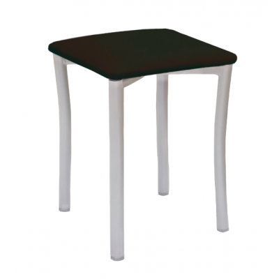 Taburete Pisa Aluminio / Asiento Símil Piel Negro