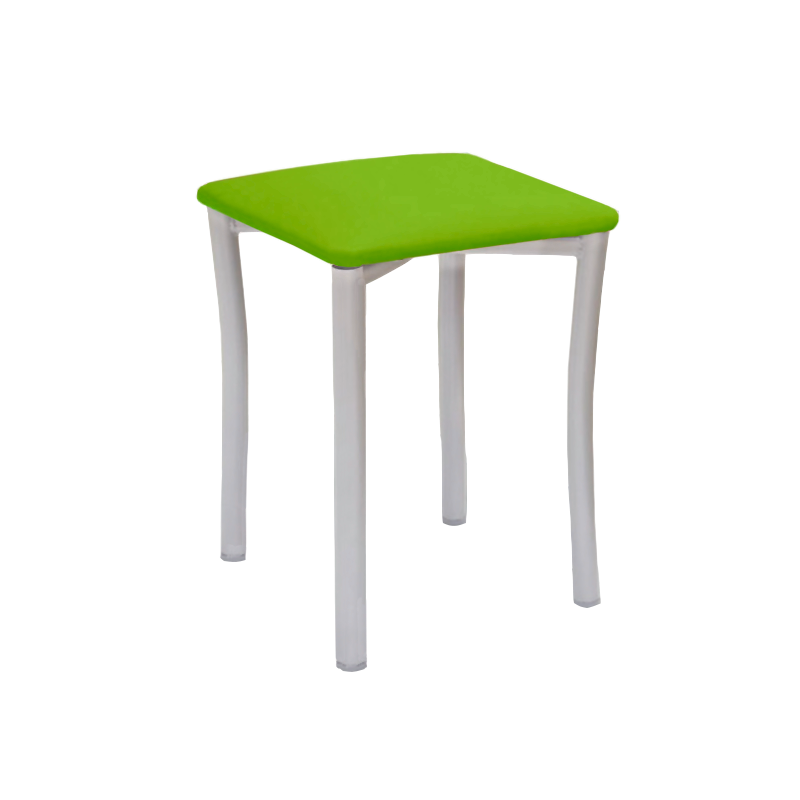 Taburete Pisa Aluminio / Asiento Símil Piel Verde