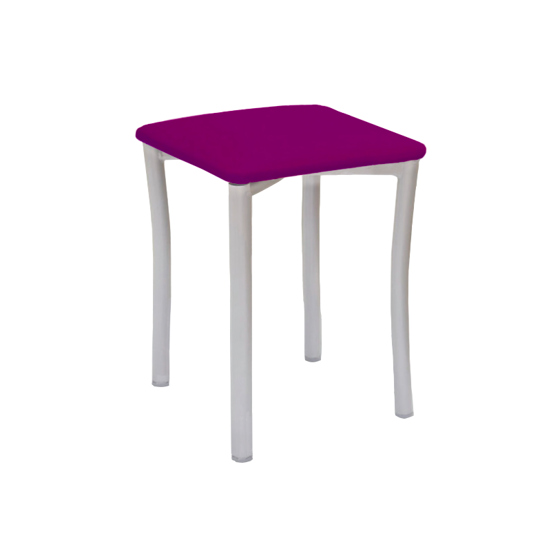 Taburete Pisa Aluminio / Asiento Símil Piel Berenjena