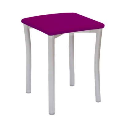 Taburete Pisa Aluminio / Asiento Símil Piel Berenjena