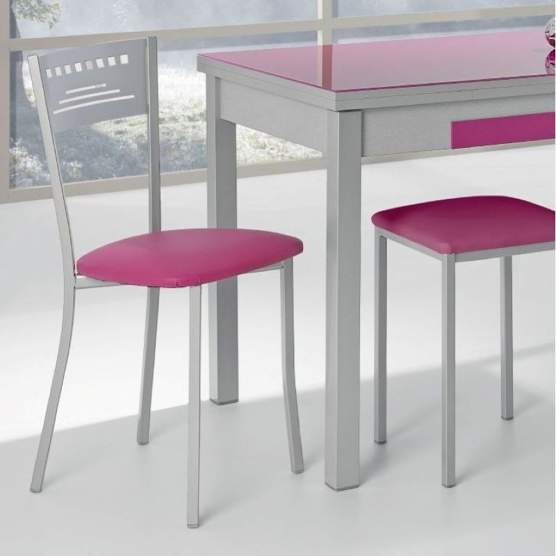 Pack 2 Sillas de Cocina Lana asiento Tapizado en Símil Piel