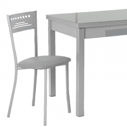 Silla de Cocina Lana de aluminio y asiento Símil Piel Gris