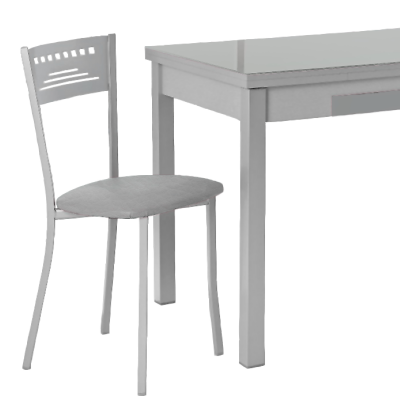 Silla de Cocina Lana de aluminio y asiento Símil Piel Gris