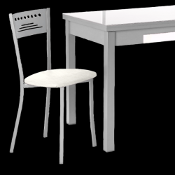 Silla de Cocina Lana de aluminio y asiento Símil Piel Blanco