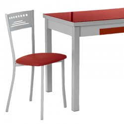 Silla de Cocina Lana de aluminio y asiento Símil Piel Burdeos