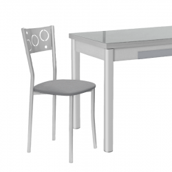 Silla de Cocina Pisa de aluminio y asiento Tapizado Símil Piel Gris