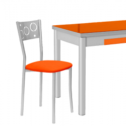 Silla de Cocina Pisa de aluminio y asiento Tapizado Símil Piel Naranja