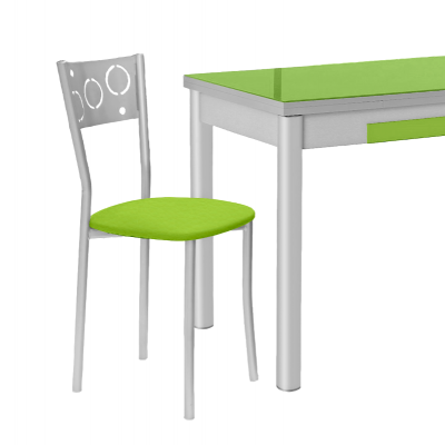 Silla de Cocina Pisa de aluminio y asiento Tapizado Símil Piel Verde