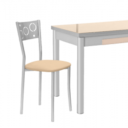 Silla de Cocina Pisa de aluminio y asiento Tapizado Símil Piel Beige