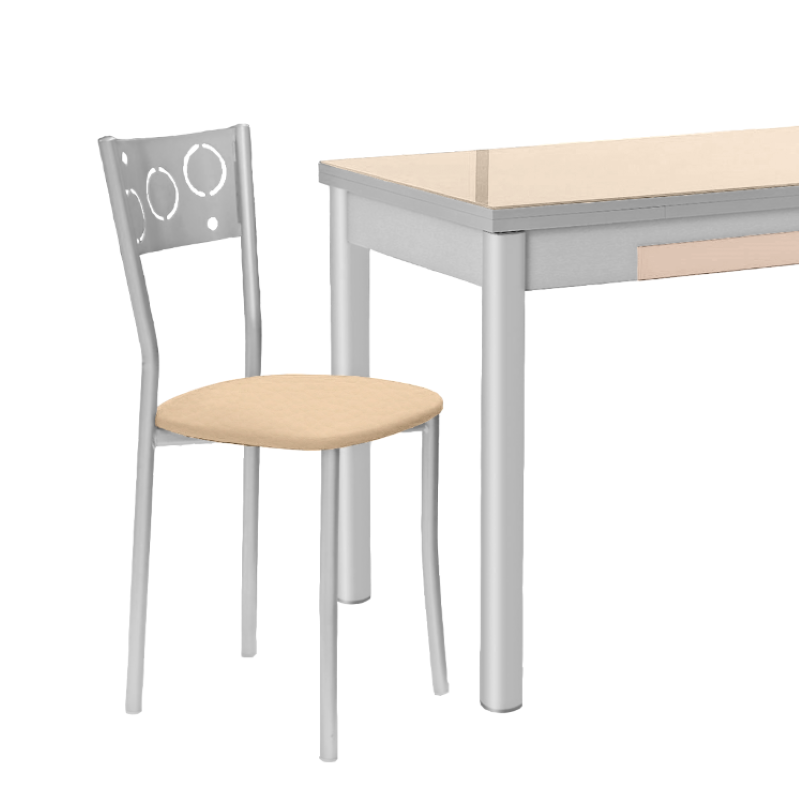 Silla de Cocina Pisa de aluminio y asiento Tapizado Símil Piel Beige
