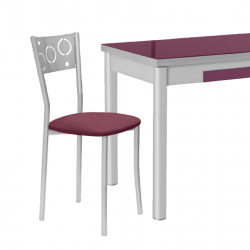 Silla de Cocina Pisa de aluminio y asiento Tapizado Símil Piel Berenjena