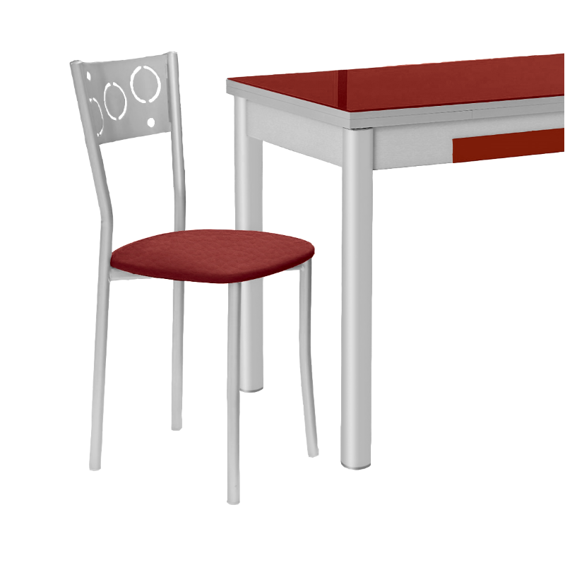 Silla de Cocina Pisa de aluminio y asiento Tapizado Símil Piel Burdeos