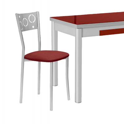Silla de Cocina Pisa de aluminio y asiento Tapizado Símil Piel Burdeos