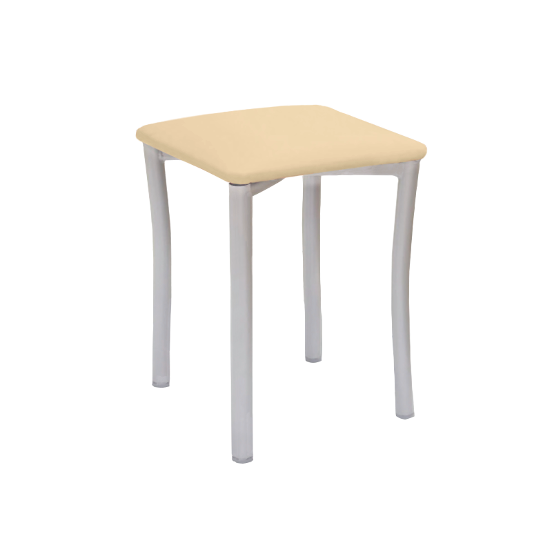 Pack 2 Taburetes Pisa Aluminio / Asiento Símil Piel Beige